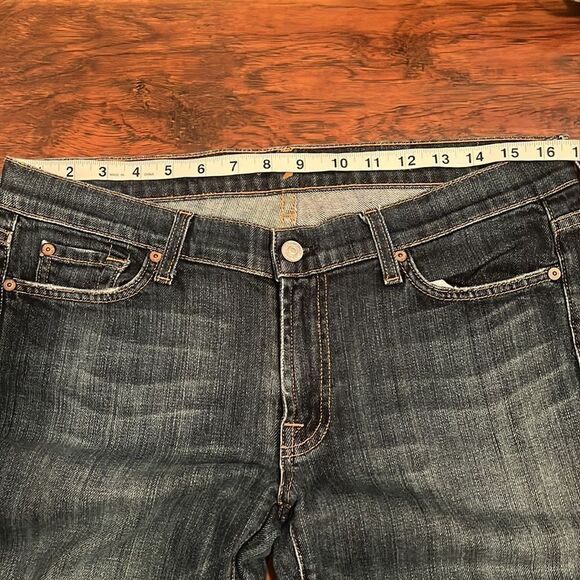 7 For All Mankind Factory Fading Bootcut Distressed Denim Jeans - Picture 5 of 9
